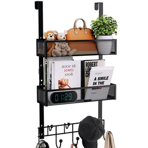 Consumest Over The Door Hooks Organizer - 3 Tier Door Hanger with 9 Coat Hooks & 2 Mesh Basket, Back Storage Organizer Hanging Towels for Bathroom, Bedroom, Black Consumest Over The Door Hooks Organizer - 3 Tier Door Hanger with 9 Coat Hooks & 2 Mesh Basket, Back Storage Organizer Hanging Towels for Bathroom, Bedroom, Black