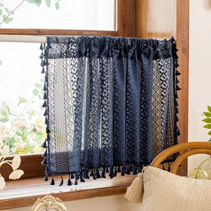 Sutuo Home Navy Blue Boho Curtains Valance 18 Inches Long for Kitchen Cafe, Sheer Lace Short Curtains Bohemian Crochet Privacy Macrame Vintage Tassels Cottagecore Closet Decor Rod Pocket,2 Panels 50"W Sutuo Home Navy Blue Boho Curtains Valance 18 Inches Long for Kitchen Cafe, Sheer Lace Short Curtains Bohemian Crochet Privacy Macrame Vintage Tassels Cottagecore Closet Decor Rod Pocket,2 Panels 50"W