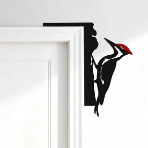 Red Head Woodpecker Door Topper, Metal Corner Decor for Home Red Head Woodpecker Door Topper, Metal Corner Decor for Home