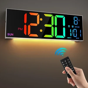 LEIKE 16.2" Digital Wall Clock RGB, Remote, Dual Alarm, Auto-Brightness LEIKE 16.2" Digital Wall Clock RGB, Remote, Dual Alarm, Auto-Brightness