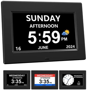 AINFTIME DST Digital Clock with Date and Day of Week for Elderly-12 Alarms Medication Reminder Dementia Alzheimers Clock Calendar with Extra Large Display (7 inch Black) AINFTIME DST Digital Clock with Date and Day of Week for Elderly-12 Alarms Medication Reminder Dementia Alzheimers Clock Calendar with Extra Large Display (7 inch Black)