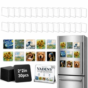 Clear Acrylic Magnet Kit DIY Custom Magnets Photo Square Set 30Pcs Clear Acrylic Magnet Kit DIY Custom Magnets Photo Square Set 30Pcs