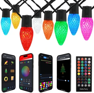 Gemce Smart C9 Christmas Outdoor Lights , 99FT 100 Leds, APP Remote Controlled RGB String Lights , DIY Chasing Xmas Lights, Color Changing with Timer & Music Sync for Holiday Xmas Tree Decoration Gemce Smart C9 Christmas Outdoor Lights , 99FT 100 Leds, APP Remote Controlled RGB String Lights , DIY Chasing Xmas Lights, Color Changing with Timer & Music Sync for Holiday Xmas Tree Decoration