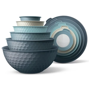 COOK WITH COLOR Mixing Bowls with Lids - 12 Piece Plastic Nesting Bowls Set includes 6 Prep Bowls and 6 Lids, Microwave Safe Mixing Bowl Set, Blue Embossed COOK WITH COLOR Mixing Bowls with Lids - 12 Piece Plastic Nesting Bowls Set includes 6 Prep Bowls and 6 Lids, Microwave Safe Mixing Bowl Set, Blue Embossed
