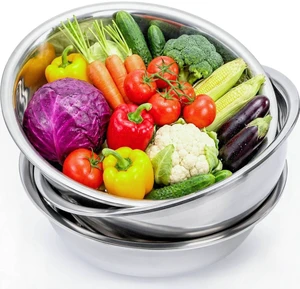 WUWEOT 3 Pack 10 Quart Large Mixing Bowl, Stainless Steel Oversized Salad Bowls, All-Purpose Metal Serving Basin for Home Commercial Prepping Baking Marinating Cooking Brining Mixing WUWEOT 3 Pack 10 Quart Large Mixing Bowl, Stainless Steel Oversized Salad Bowls, All-Purpose Metal Serving Basin for Home Commercial Prepping Baking Marinating Cooking Brining Mixing
