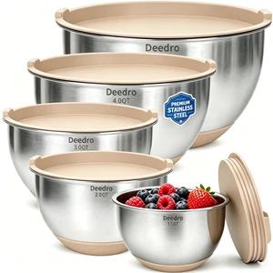 Deedro Mixing Bowls with Airtight Lids, Stainless Steel Mixing Bowls Set Deedro Mixing Bowls with Airtight Lids, Stainless Steel Mixing Bowls Set