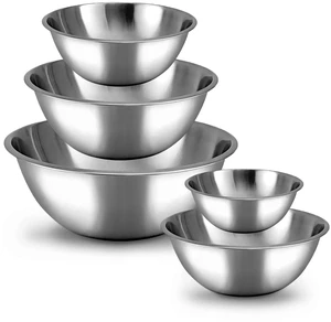 WHYSKO Stainless Steel Mixing Bowls Set, 5-Piece Meal Prep & Food Storage WHYSKO Stainless Steel Mixing Bowls Set, 5-Piece Meal Prep & Food Storage