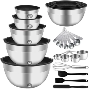 WEPSEN Mixing Bowls Set, 25PCS Stainless Steel Mixing Bowl with Lid Set, Large Nesting Bowls 7, 4.5, 3,2, 1.5QT, Measuring Cups and Spoons Baking Utensils Metal Bowl for Kitchen Prep WEPSEN Mixing Bowls Set, 25PCS Stainless Steel Mixing Bowl with Lid Set, Large Nesting Bowls 7, 4.5, 3,2, 1.5QT, Measuring Cups and Spoons Baking Utensils Metal Bowl for Kitchen Prep