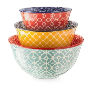 DOWAN Mixing Bowls, Ceramic Mixing Bowls for Kitchen, Colorful Vibrant Nesting Bowls for Cooking, Baking, Prepping, Serving, Salad, Housewarming Gift, Microwave Dishwasher Safe, 3.7/2/1 Qt, Set of 3 DOWAN Mixing Bowls, Ceramic Mixing Bowls for Kitchen, Colorful Vibrant Nesting Bowls for Cooking, Baking, Prepping, Serving, Salad, Housewarming Gift, Microwave Dishwasher Safe, 3.7/2/1 Qt, Set of 3