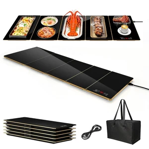 Electric Warming Tray XXXL 44"x16" with Storage Bag, AdjustableSize Food Warming Mat, 5in1 Expandable Modular, Food Warmer for Parties, Buffet, Catering & Gathering, 8Level Temp & Timer, Gold Edge Electric Warming Tray XXXL 44"x16" with Storage Bag, AdjustableSize Food Warming Mat, 5in1 Expandable Modular, Food Warmer for Parties, Buffet, Catering & Gathering, 8Level Temp & Timer, Gold Edge