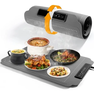 Food Warming Mat, Electric Food Warming Mat with 4 Temp Settings & 6H Timer, Portable & Rollable, Fast Full Surface Electric Warming Tray with Child Lock for Party and Daily Use (Grey) Food Warming Mat, Electric Food Warming Mat with 4 Temp Settings & 6H Timer, Portable & Rollable, Fast Full Surface Electric Warming Tray with Child Lock for Party and Daily Use (Grey)