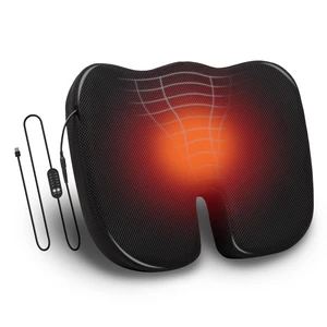 Mind Reader Heated Memory Foam Seat Cushion with Air-Cloud Support, Slim Ergonomic Cushion with 4 Heat Settings Timer and Auto Shut-Off, Black Mind Reader Heated Memory Foam Seat Cushion with Air-Cloud Support, Slim Ergonomic Cushion with 4 Heat Settings Timer and Auto Shut-Off, Black