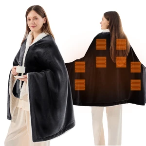JOLLYVOGUE USB Heated Wearable Blanket with Snaps, 43 x 67 Inch, Black JOLLYVOGUE USB Heated Wearable Blanket with Snaps, 43 x 67 Inch, Black