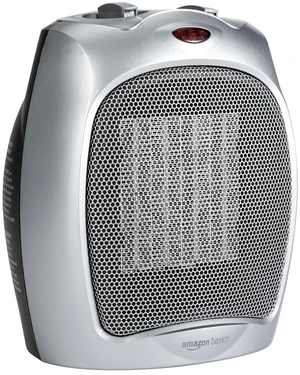 Amazon Basics Ceramic Space Heater, Portable Indoor Heating Solution, With Overheat and Tip-Over Protection, Thermostat, Non-Oscillating, 1500W, Fast Heating, 7.52"D x 6.34"W x 9.45"H, Silver Amazon Basics Ceramic Space Heater, Portable Indoor Heating Solution, With Overheat and Tip-Over Protection, Thermostat, Non-Oscillating, 1500W, Fast Heating, 7.52"D x 6.34"W x 9.45"H, Silver