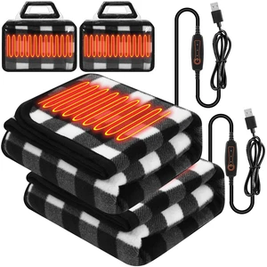 Tuanse 2 Pcs USB Heated Blanket 25"x35", 5v, Black and White Plaid Tuanse 2 Pcs USB Heated Blanket 25"x35", 5v, Black and White Plaid