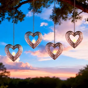 Hanging Solar Lights for Outside Trees, 4 Pack 4.75in Heart Lanterns with Solar Tea Lights Outdoor Waterproof, Hanging Tree Lantern for Pergolas Patio Decor Wish Valentine's Day Wedding Gifts for Her Hanging Solar Lights for Outside Trees, 4 Pack 4.75in Heart Lanterns with Solar Tea Lights Outdoor Waterproof, Hanging Tree Lantern for Pergolas Patio Decor Wish Valentine's Day Wedding Gifts for Her