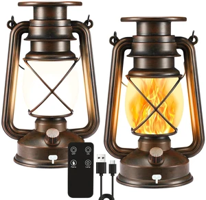 Solar Lantern Outdoor, Flickering Flame LED Vintage Lanterns 2Pack Solar Lantern Outdoor, Flickering Flame LED Vintage Lanterns 2Pack