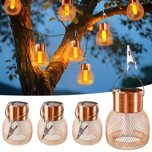 Anordsem Solar Hanging Lights Outdoor: 4 Metal Mesh Flame Lanterns with Clip - Waterproof LED Warm Lighting for Tree Yard Garden Xmas DIY Decor - Christmas Gifts for Homeowners Camper Anordsem Solar Hanging Lights Outdoor: 4 Metal Mesh Flame Lanterns with Clip - Waterproof LED Warm Lighting for Tree Yard Garden Xmas DIY Decor - Christmas Gifts for Homeowners Camper