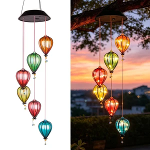 Solar Wind Chimes for Outside, Hot Air Balloon Solar Lights Outdoor Colorful Hanging Decor with 30 Warm White LEDs, Auto On/Off Light Sensing Waterproof Garden Gifts for Mom Grandma Women Solar Wind Chimes for Outside, Hot Air Balloon Solar Lights Outdoor Colorful Hanging Decor with 30 Warm White LEDs, Auto On/Off Light Sensing Waterproof Garden Gifts for Mom Grandma Women