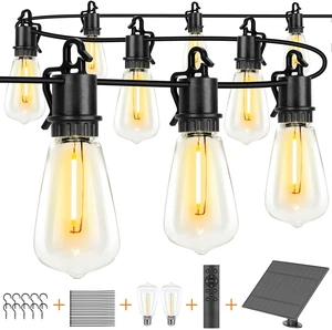 100FT Solar String Lights Ourdoor Waterproof,Patio Lights Solar Powered with Remote,ST38 32 Vintage Edison Bulbs,Solar Lights Outdoor Waterproof, Outside Powered Hanging Lights for Patio 100FT Solar String Lights Ourdoor Waterproof,Patio Lights Solar Powered with Remote,ST38 32 Vintage Edison Bulbs,Solar Lights Outdoor Waterproof, Outside Powered Hanging Lights for Patio