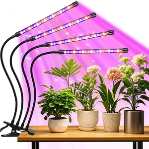 4 Head LED Plant Grow Light, Full Spectrum Clip on Plant Growing Light with Red, Blue, Yellow Beads, 10 Brightness Levels, 3 Light Modes, 3/9/12H Auto Timer,Suitable for Indoor Plants 4 Head LED Plant Grow Light, Full Spectrum Clip on Plant Growing Light with Red, Blue, Yellow Beads, 10 Brightness Levels, 3 Light Modes, 3/9/12H Auto Timer,Suitable for Indoor Plants
