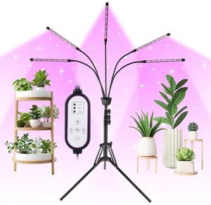 Grow Lights for Indoor Plants,5 Heads Red Blue White Full Spectrum Plant Light with 15-60" Adjustable Tripod Stand, Indoor Grow Lamp with Auto On/Off Timer Function Grow Lights for Indoor Plants,5 Heads Red Blue White Full Spectrum Plant Light with 15-60" Adjustable Tripod Stand, Indoor Grow Lamp with Auto On/Off Timer Function