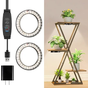 4.72in Black Indoor Plant Grow Lights, Full Spectrum Grow Lamp, 60 LEDs Warm White 2 Head Black Metal Angel Ring for Ceiling Cabinets & Shelf, 6/12/16H Timer, 3 Modes, 10 Levels 4.72in Black Indoor Plant Grow Lights, Full Spectrum Grow Lamp, 60 LEDs Warm White 2 Head Black Metal Angel Ring for Ceiling Cabinets & Shelf, 6/12/16H Timer, 3 Modes, 10 Levels