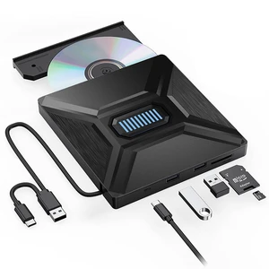 5-in-1 Extemal CD/DVD Drive for Laptop,USB 3.0 & Type-C Portable CD/DVD Rw Burner with SD/TF Card Reader &DVD-ROM Rewritable Player,Compatible with Pc Desktop, Windows11/10/8/7 Linux Mac os 5-in-1 Extemal CD/DVD Drive for Laptop,USB 3.0 & Type-C Portable CD/DVD Rw Burner with SD/TF Card Reader &DVD-ROM Rewritable Player,Compatible with Pc Desktop, Windows11/10/8/7 Linux Mac os