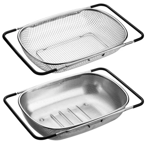 Tioncy 2 Pcs Large over The Sink Colander with Expandable Rubber Handles Tioncy 2 Pcs Large over The Sink Colander with Expandable Rubber Handles