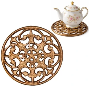 MAI 1Pcs Round Cast Iron Trivet - Round Metal Trivets with Rubber Feet Caps,Rustic Cast Iron Hot Dish Plate Holder, Pan Plate Teapot for Kitchen Dining Table Countertop Cooktop (Copper) MAI 1Pcs Round Cast Iron Trivet - Round Metal Trivets with Rubber Feet Caps,Rustic Cast Iron Hot Dish Plate Holder, Pan Plate Teapot for Kitchen Dining Table Countertop Cooktop (Copper)