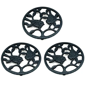 Cast Iron Bird Trivet Set, 3-Pack - Decorative Metal Pot Holders, Rustproof & Rubber Feet for Hot Dishes, Pans, Teapots - Kitchen & Dining Decor, Black Cast Iron Bird Trivet Set, 3-Pack - Decorative Metal Pot Holders, Rustproof & Rubber Feet for Hot Dishes, Pans, Teapots - Kitchen & Dining Decor, Black