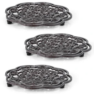 3 Pack Cast Iron Trivet, 7.7 Inch Round Heavy Duty Rustproof Trivets for Hot Pots & Pans Heat Resistant Metal Pot Stand with Rubber Feet for Kitchen, Dining Table, CountertopVintage Farmhouse Decor 3 Pack Cast Iron Trivet, 7.7 Inch Round Heavy Duty Rustproof Trivets for Hot Pots & Pans Heat Resistant Metal Pot Stand with Rubber Feet for Kitchen, Dining Table, CountertopVintage Farmhouse Decor