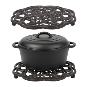 2 Pack 7.7 Inch Cast Iron Trivet for Hot Dishes Round Rustproof Hot Pot Holder Stand with Rubber Feet for Countertop, Dutch Oven, Kitchen Decoration 2 Pack 7.7 Inch Cast Iron Trivet for Hot Dishes Round Rustproof Hot Pot Holder Stand with Rubber Feet for Countertop, Dutch Oven, Kitchen Decoration