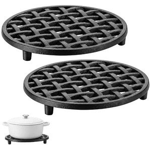 Havawish 2 Pcs Cast Iron Trivet 6.5 Inch Round Lattice for Dutch Ovens Havawish 2 Pcs Cast Iron Trivet 6.5 Inch Round Lattice for Dutch Ovens
