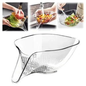 Multi-functional Drain Basket - 2024 New Fruit Cleaning Bowl with Strainer Container, Kitchen Sink Food Catcher Drainer Rinser Vegetable Washing Filter over the Colander (1PC, Clear) Multi-functional Drain Basket - 2024 New Fruit Cleaning Bowl with Strainer Container, Kitchen Sink Food Catcher Drainer Rinser Vegetable Washing Filter over the Colander (1PC, Clear)