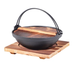 Japanese Style Sukiyaki Tetsu Pot Cast Iron Sukiyaki Pot with Wooden Lid and Trivet Hanging Stove Nabemono Hot Pot Home Use or Hiking Stove Pan Stockpot Wok for Outdoor (9.5"D (3-4 Person)) Japanese Style Sukiyaki Tetsu Pot Cast Iron Sukiyaki Pot with Wooden Lid and Trivet Hanging Stove Nabemono Hot Pot Home Use or Hiking Stove Pan Stockpot Wok for Outdoor (9.5"D (3-4 Person))