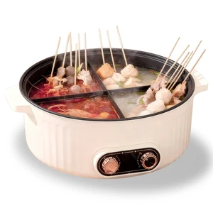 Electric Hot Pot with Divider, Four Grid Multifunctional Stew Pot, 4-Flavor Chinese Shabu Shabu Pot, for Family Gatherings Parties,White Electric Hot Pot with Divider, Four Grid Multifunctional Stew Pot, 4-Flavor Chinese Shabu Shabu Pot, for Family Gatherings Parties,White