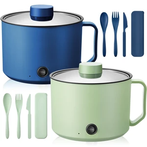 2 Pcs 1.5l Electric Ramen Cooker Hot Pot Dual Power Noodle Cooker 2 Pcs 1.5l Electric Ramen Cooker Hot Pot Dual Power Noodle Cooker