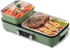 Food Party Hot Pot Electric Korean BBQ Grill Combo Hotpot 2 in 1 Detachable Easy Cleaning 110V 1500W Shabu Shabu Pot Food Party Hot Pot Electric Korean BBQ Grill Combo Hotpot 2 in 1 Detachable Easy Cleaning 110V 1500W Shabu Shabu Pot
