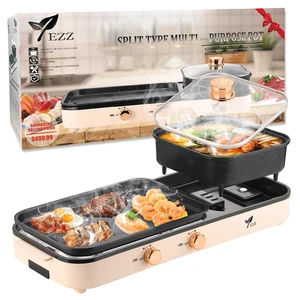 2026 NEW Electric Hot Pot with Grill, 2 in 1 Shabu Hotpot Korean BBQ Grill for Simmer,Separate Dual Temperature Contral,2-10 People Indoor Hot Pot Multi-function Smokeless Shabu 2026 NEW Electric Hot Pot with Grill, 2 in 1 Shabu Hotpot Korean BBQ Grill for Simmer,Separate Dual Temperature Contral,2-10 People Indoor Hot Pot Multi-function Smokeless Shabu