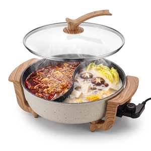 FOWO 1500W Fast Heating Electric Hot Pot, Large 6L Shabu Shabu Pot FOWO 1500W Fast Heating Electric Hot Pot, Large 6L Shabu Shabu Pot