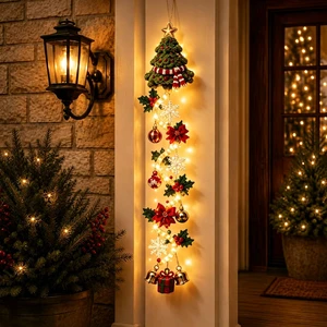 Christmas Weath, Glowing Christmas Door Hanger with Warm Lights,Tree Christmas Weath, Glowing Christmas Door Hanger with Warm Lights,Tree