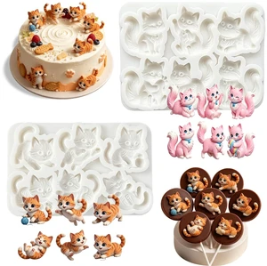 3D Cat Fondant Molds Silicone, 2PCS Animal Candy Molds for Baking 3D Cat Fondant Molds Silicone, 2PCS Animal Candy Molds for Baking