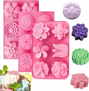 Silicone Soap Molds, different Cavities Soap Mold with Different Shapes, Perfect for Soap Making, Handmade Cake Chocolate Desserts Biscuit Pudding Teacake Jelly (3 Pack - Flower) Silicone Soap Molds, different Cavities Soap Mold with Different Shapes, Perfect for Soap Making, Handmade Cake Chocolate Desserts Biscuit Pudding Teacake Jelly (3 Pack - Flower)