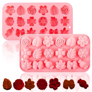 2PCS Flower Shape Floral Silicone Candy Molds 2PCS Flower Shape Floral Silicone Candy Molds