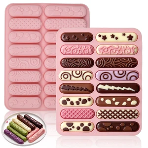 2 PCS Finger Biscuit Silicone Chocolate Molds, 16-Cavitys Bars Baking Mould 2 PCS Finger Biscuit Silicone Chocolate Molds, 16-Cavitys Bars Baking Mould