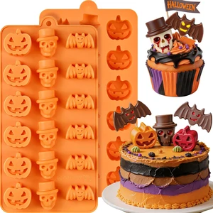 Halloween Chocolate Molds, 2 Pack Halloween Theme Molds Pumpkin Skull Bat Halloween Chocolate Molds, 2 Pack Halloween Theme Molds Pumpkin Skull Bat