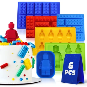 6 Pcs Robot and Bricks Silicone Molds for Chocolate and Candy 6 Pcs Robot and Bricks Silicone Molds for Chocolate and Candy