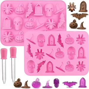 2pcs Halloween Silicone Mould 3D Chocolates Candy Gummy Molds 2pcs Halloween Silicone Mould 3D Chocolates Candy Gummy Molds