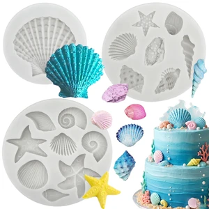 3 PCS Marine Theme Cake Fondant Silicone Mold Seashell Conch Starfish Coral Baking Molds for DIY Cake Decoration Chocolate Candy Polymer Clay Crafting Projects 3 PCS Marine Theme Cake Fondant Silicone Mold Seashell Conch Starfish Coral Baking Molds for DIY Cake Decoration Chocolate Candy Polymer Clay Crafting Projects